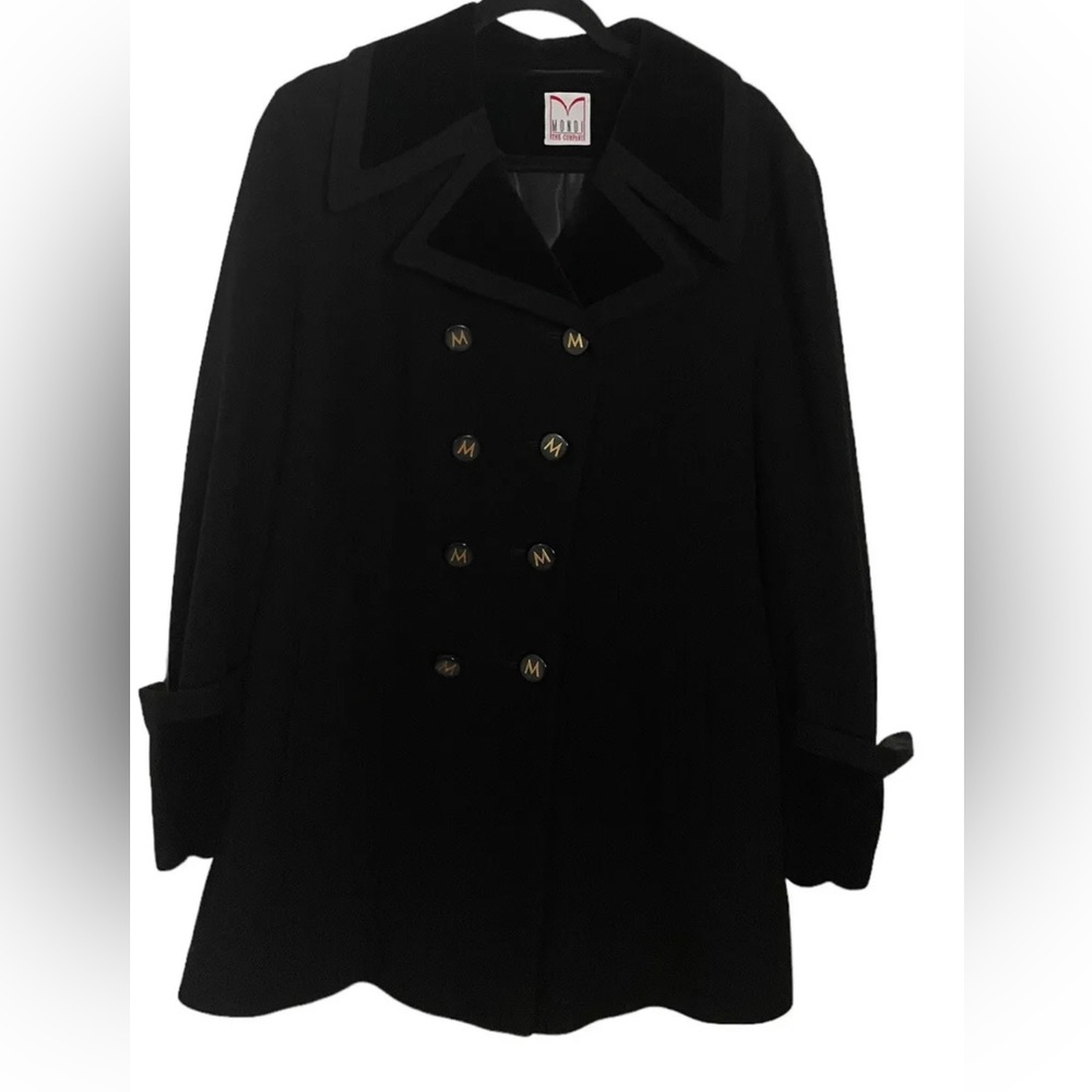 Mondi VTG Black Fall Military Style Jacket W Velvet Collar And Sleeves  Sz M/L